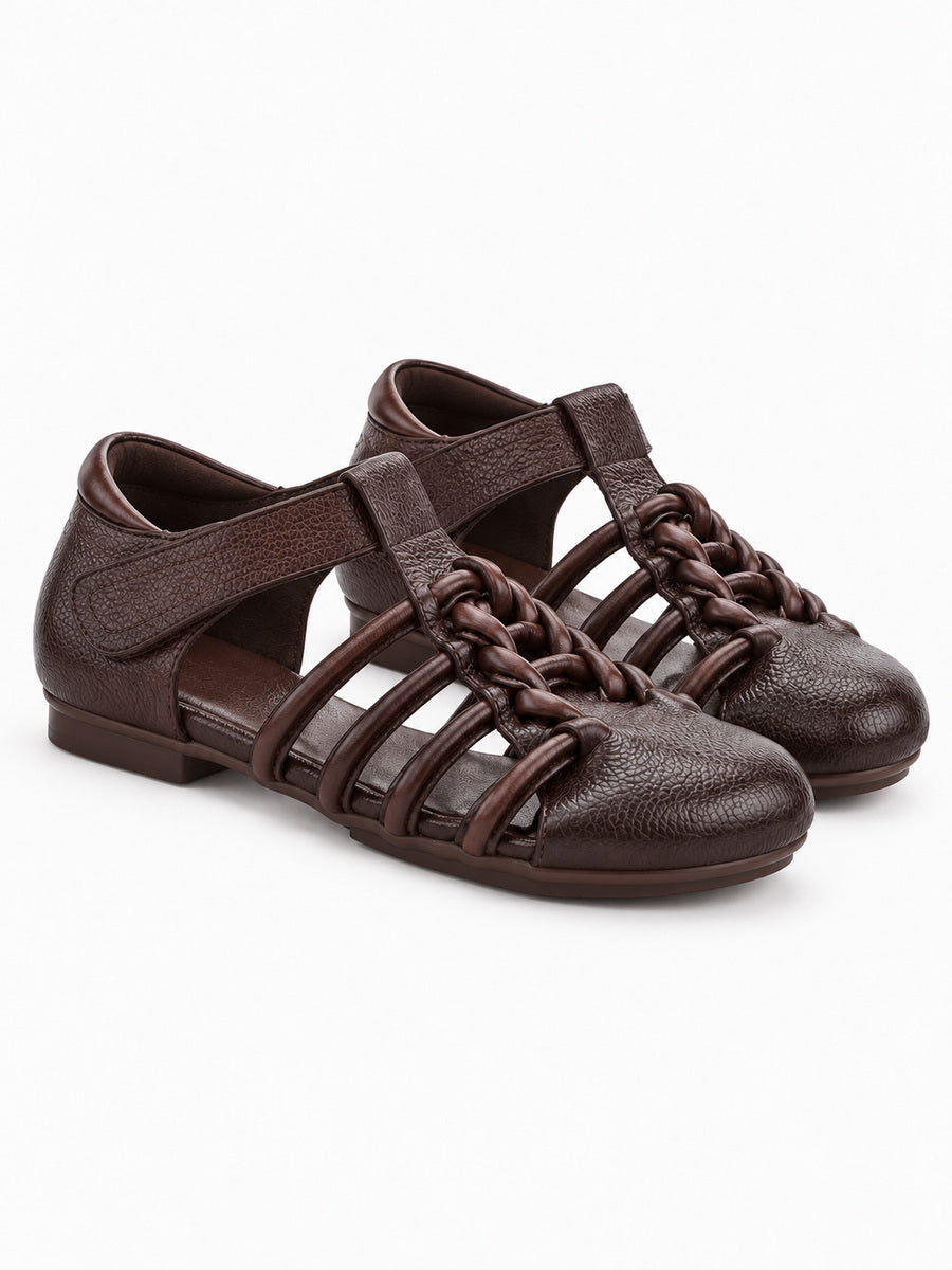 Gwenaëlle – Sandale ajourée femme – Marron — trois quarts