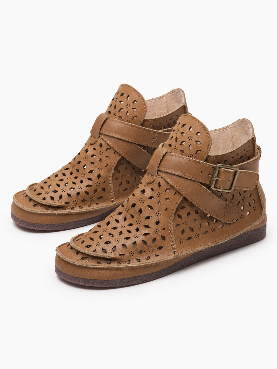 Hanaé – Sandale bottine ajourée femme – Kaki — dessus