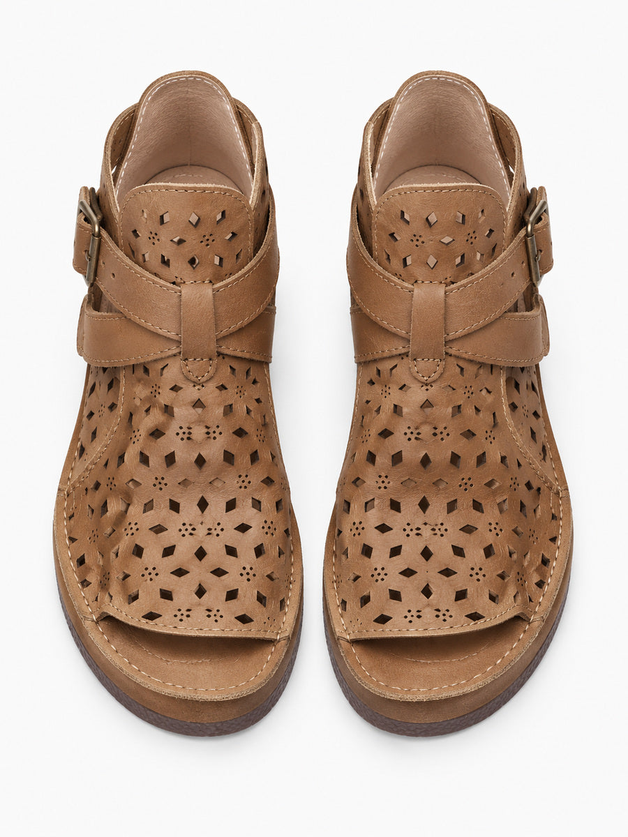 Hanaé – Sandale bottine ajourée femme – Kaki — détail