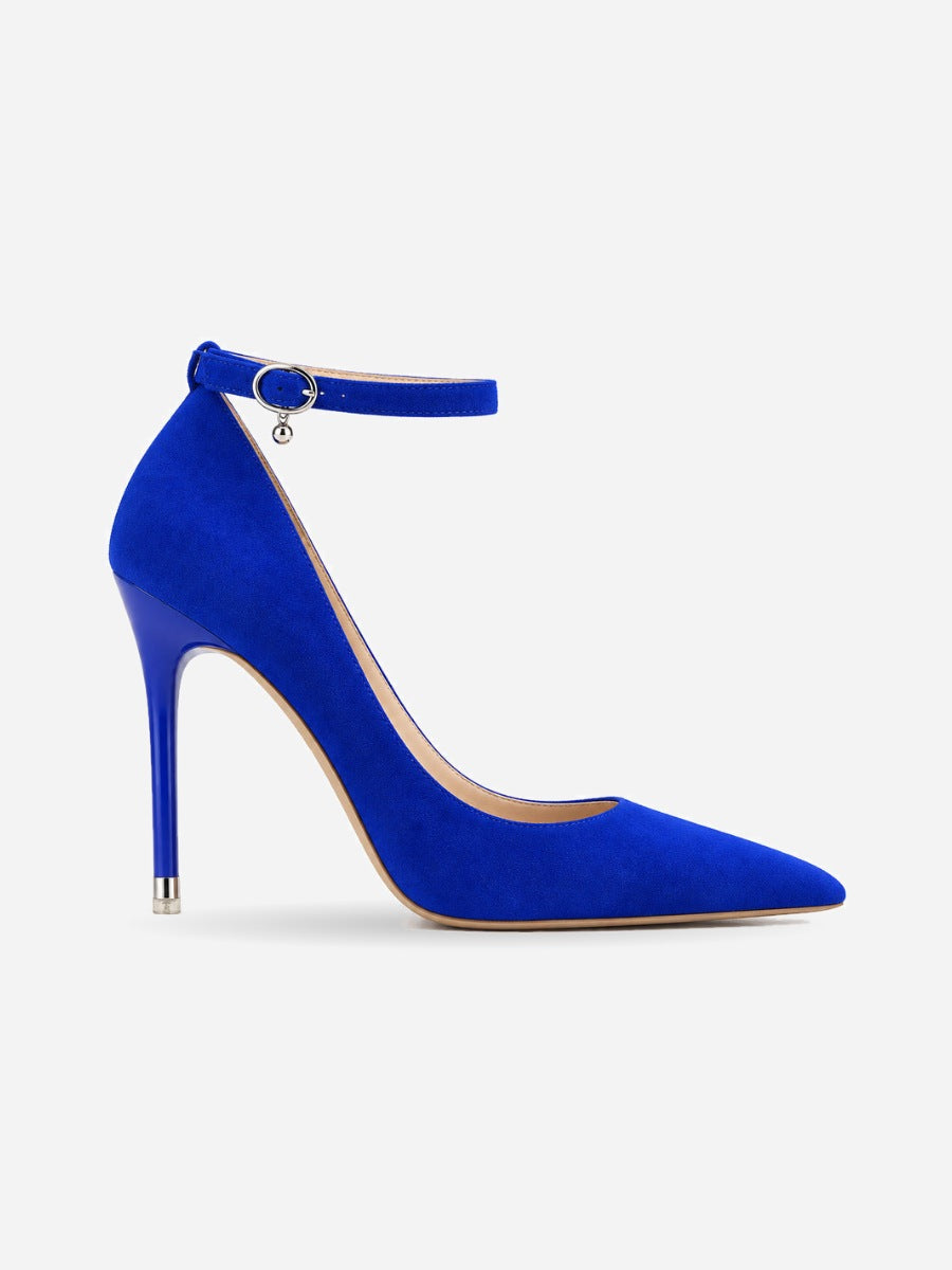 Heidi – Sandale à talon fin femme – Bleu — profil droit