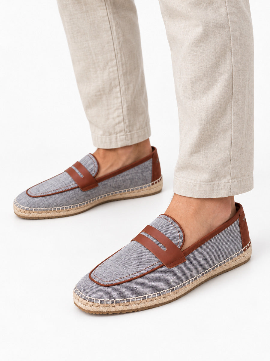 Henri – Mocassin en lin et cuir homme — portée