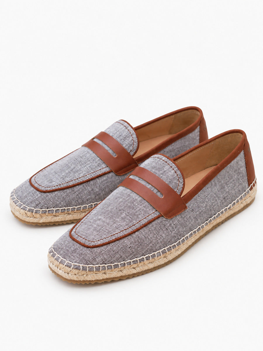 Henri – Mocassin en lin et cuir homme — paire 3/4