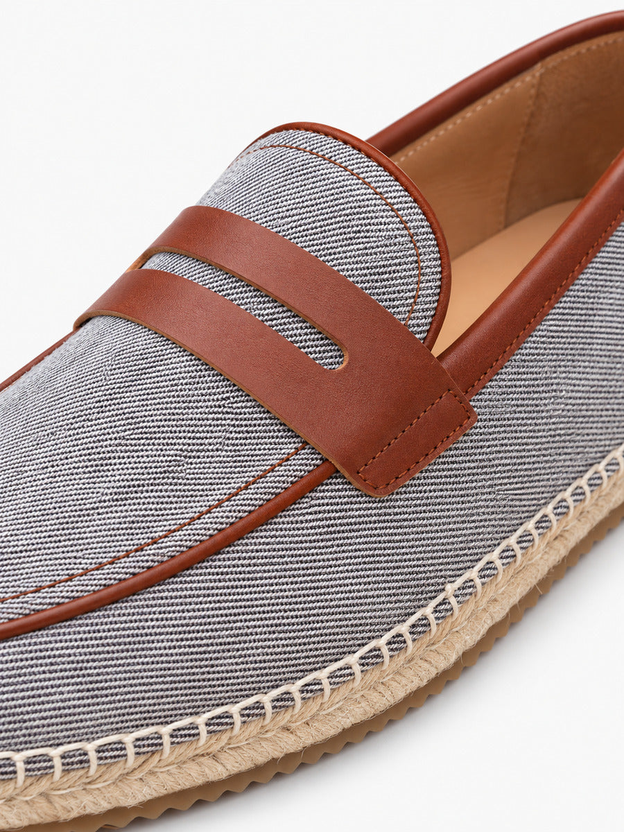 Henri – Mocassin en lin et cuir homme — détail