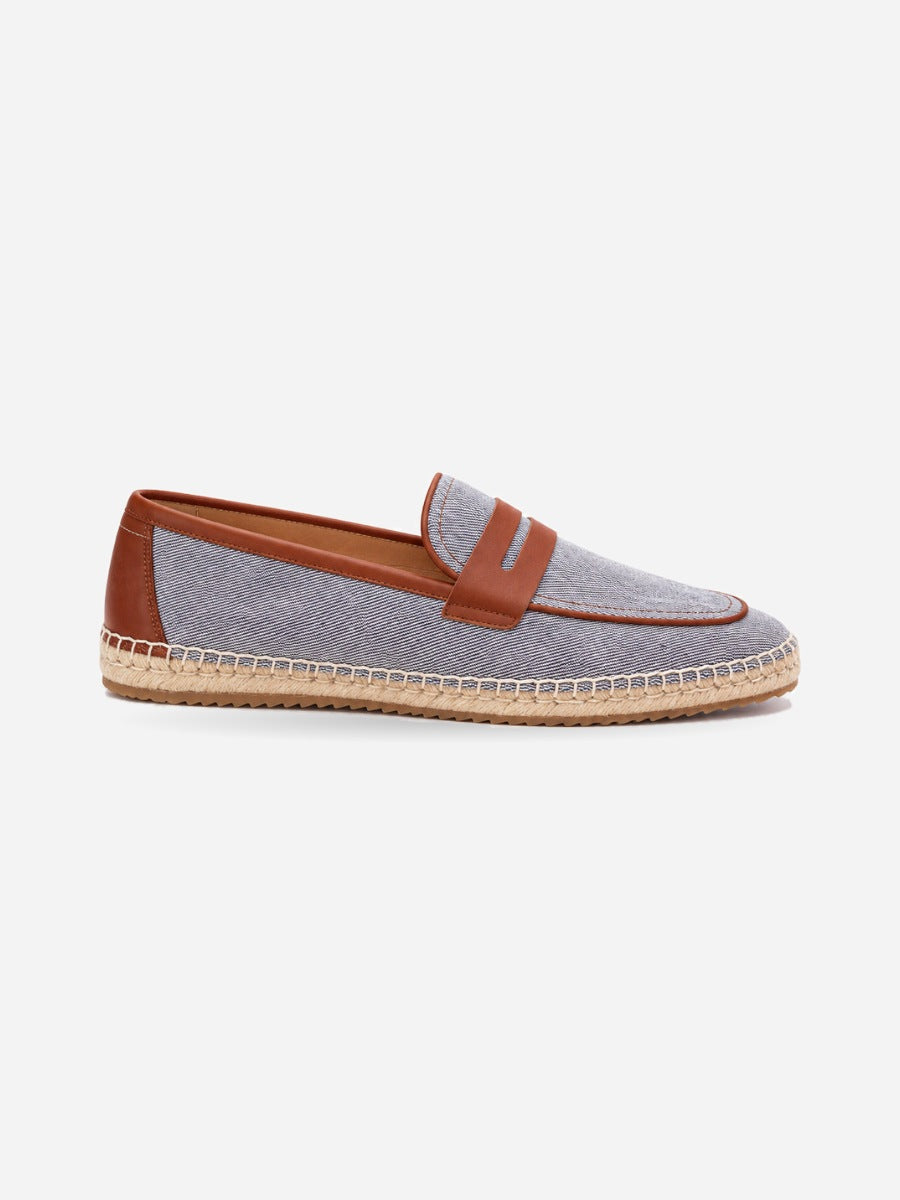 Henri – Mocassin en lin et cuir homme — profil droit