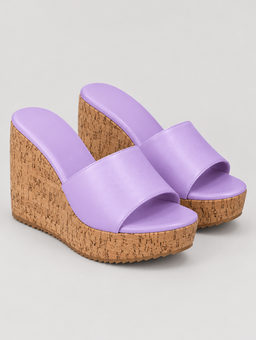Nicolette – Mule compensée à talon haut femme – Violet — vue trois quarts