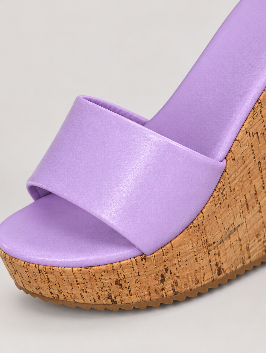 Nicolette – Mule compensée à talon haut femme – Violet — détail