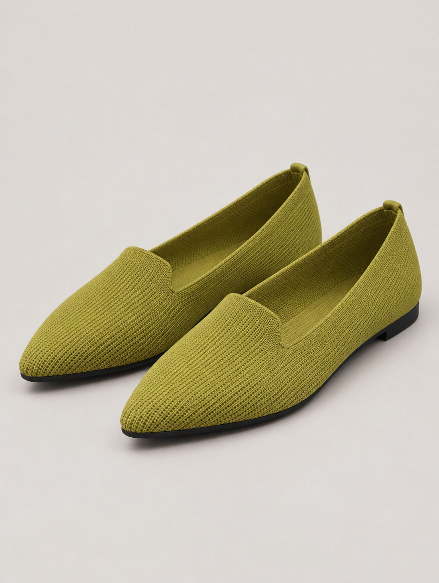 Pandora – Ballerine pointue en maille femme – Vert militaire — vue trois quarts