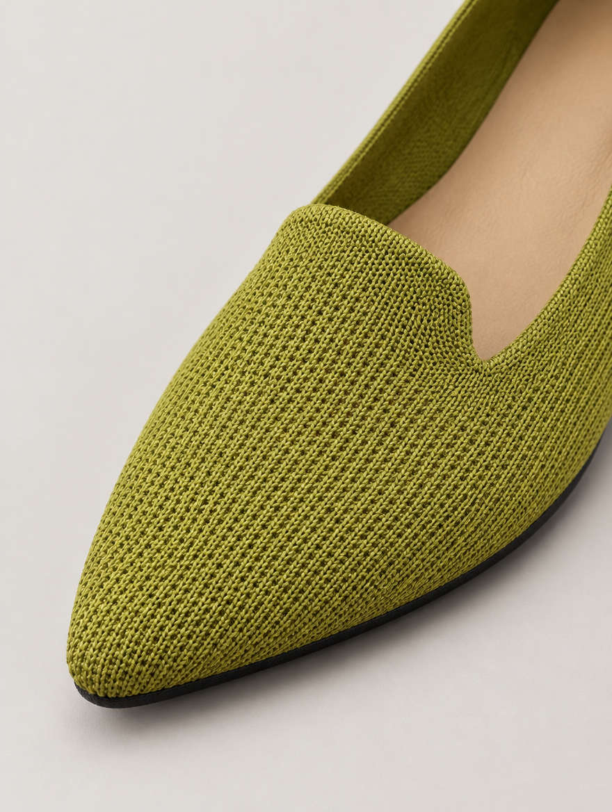 Pandora – Ballerine pointue en maille femme – Vert militaire — détail