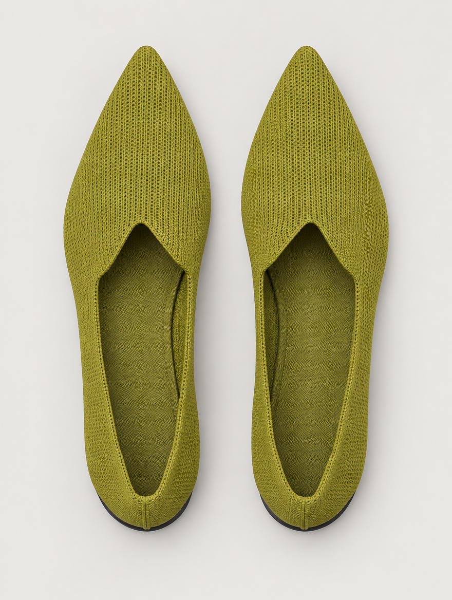 Pandora – Ballerine pointue en maille femme – Vert militaire — vue du dessus