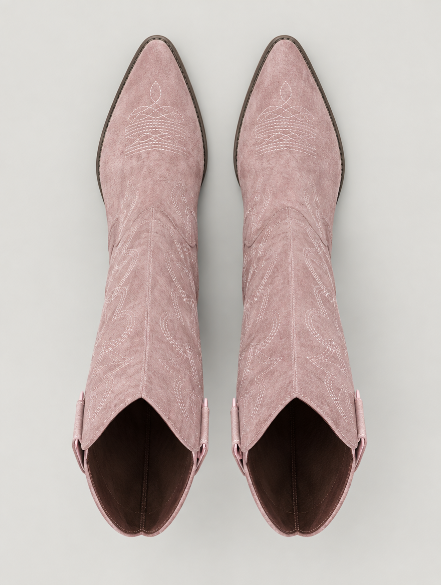 Mathilda – Botte cowboy brodée femme – Rose — vue du dessus