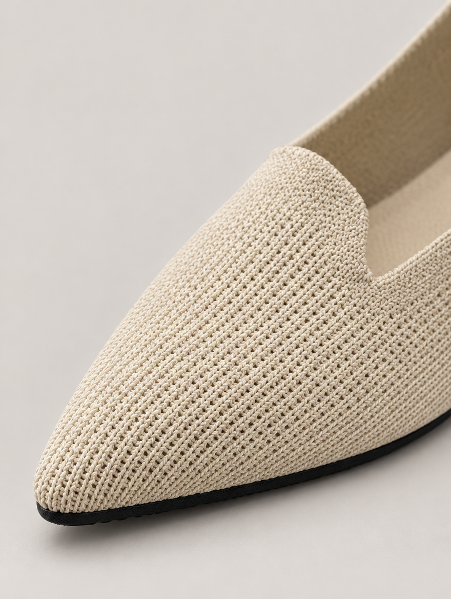 Pandora – Ballerine pointue en maille femme – Beige — détail