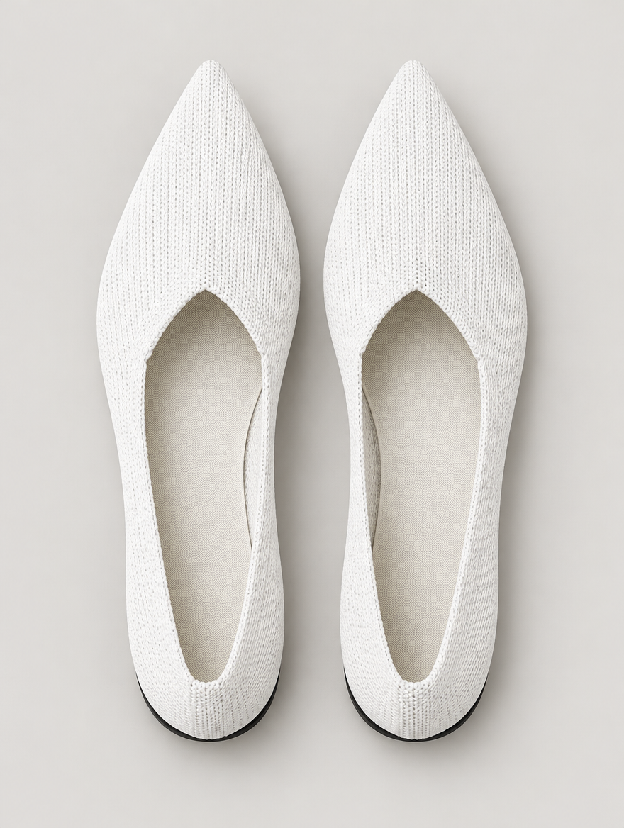 Pandora – Ballerine pointue en maille femme – Blanc — vue du dessus