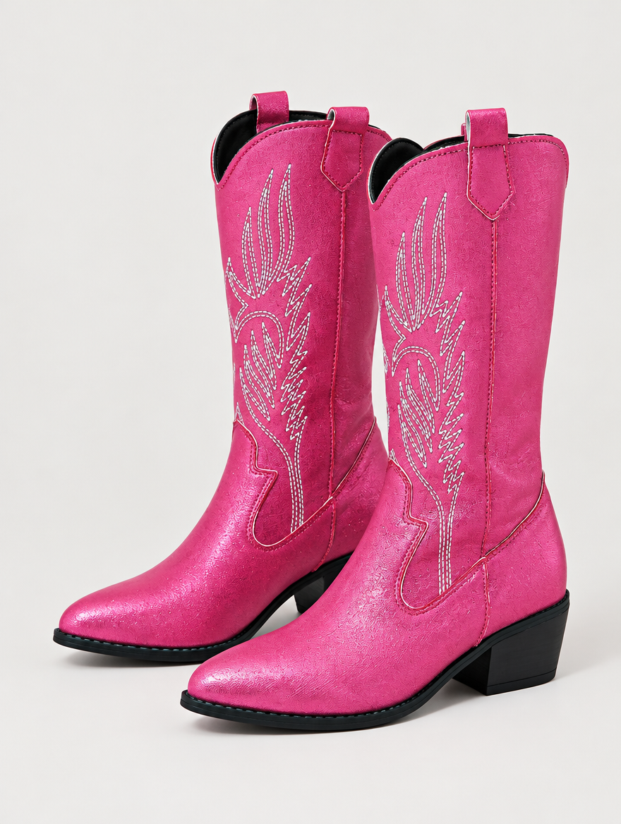 Paloma – Botte mi-mollet western femme – Fuchsia — vue trois quarts