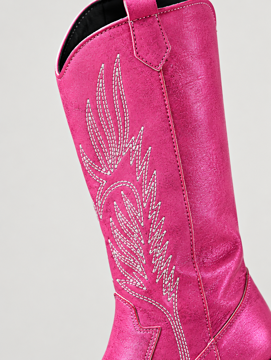 Paloma – Botte mi-mollet western femme – Fuchsia — détail