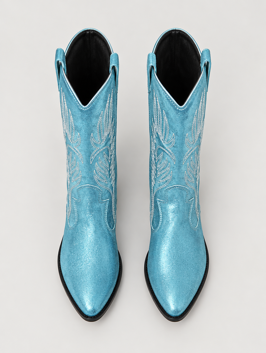 Paloma – Botte mi-mollet western femme – Bleu clair — vue du dessus