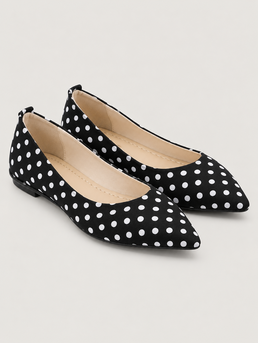 Olga – Mocassin à pois femme – Noir — vue trois quarts