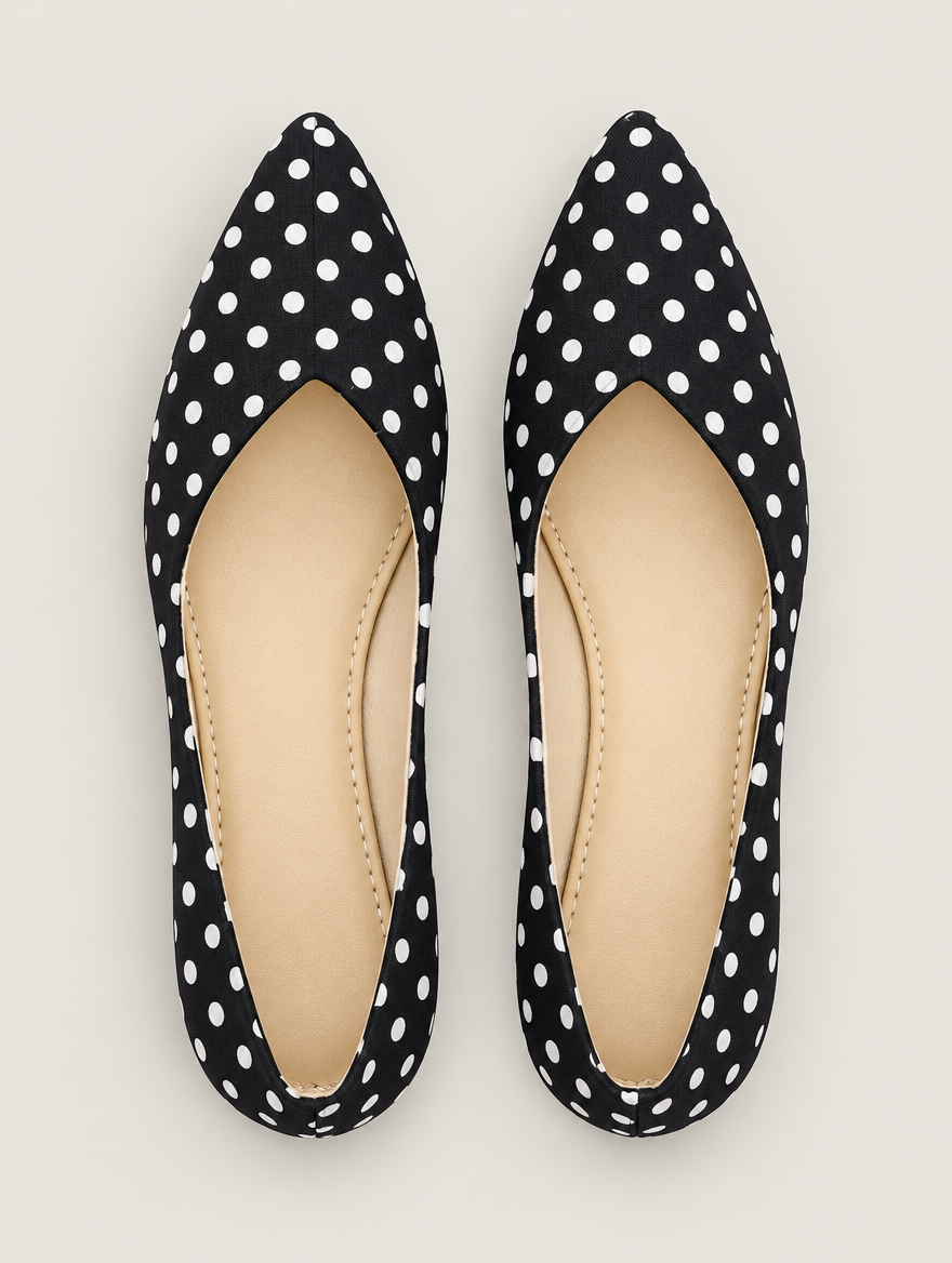 Olga – Mocassin à pois femme – Noir — vue du dessus