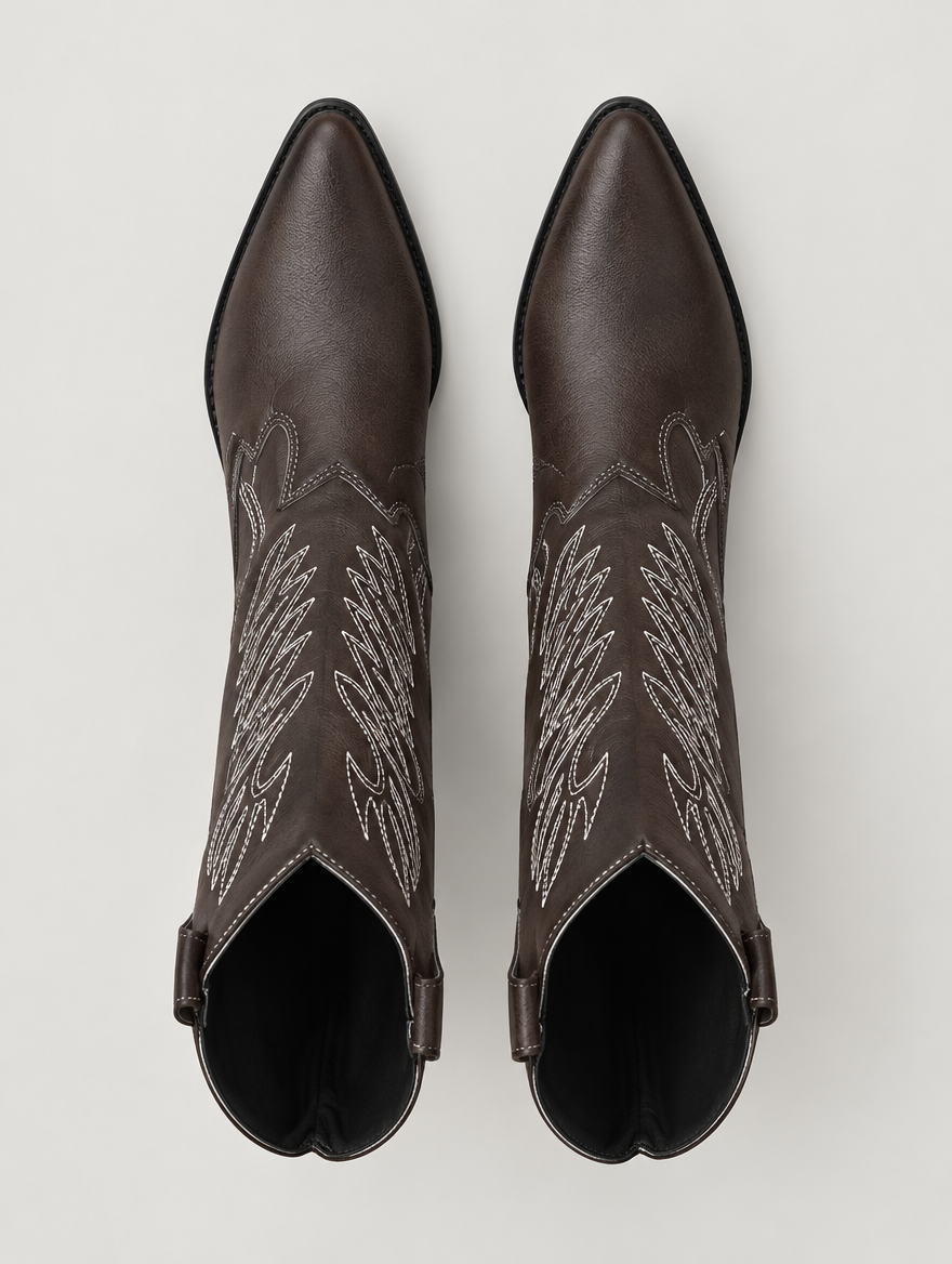 Paloma – Botte mi-mollet western femme – Marron foncé — vue du dessus