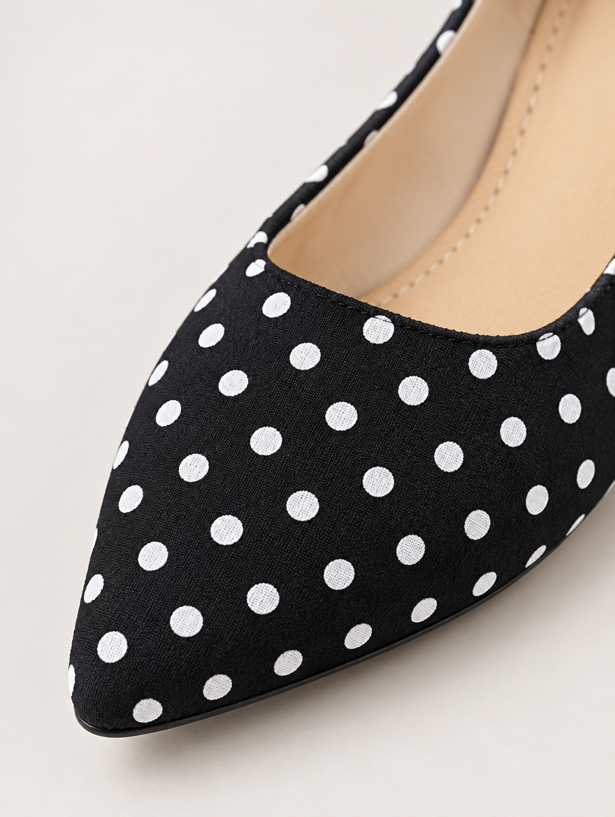 Olga – Mocassin à pois femme – Noir — détail