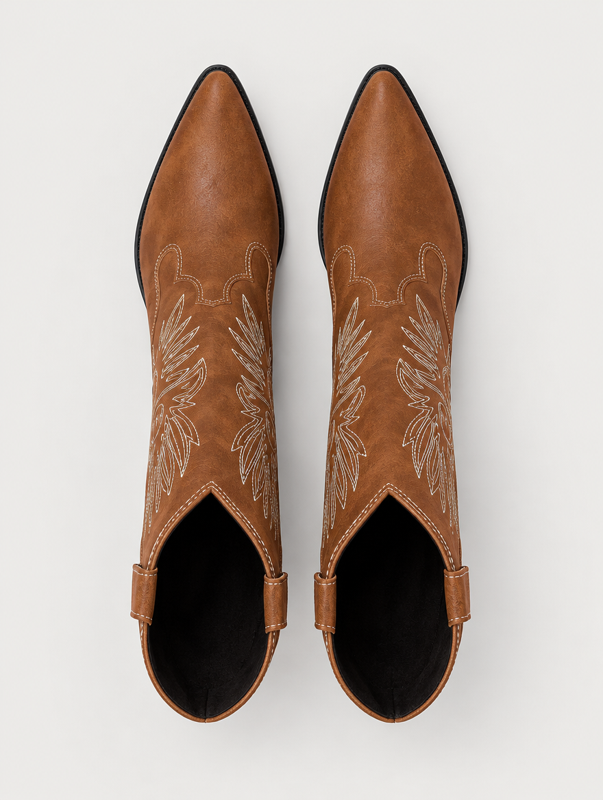 Paloma – Botte mi-mollet western femme – Marron — vue du dessus