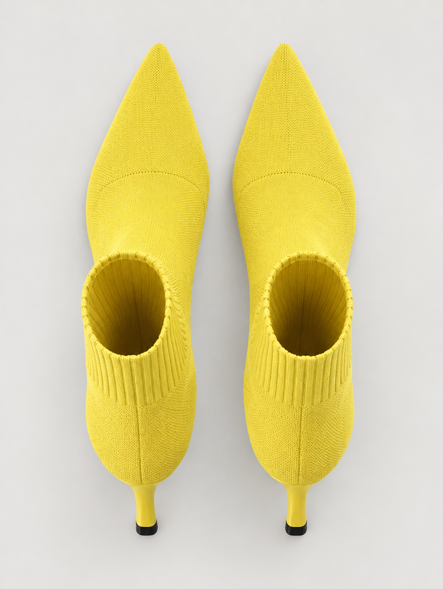 Nellie – Bottine chaussette à talon femme – Jaune — vue du dessus