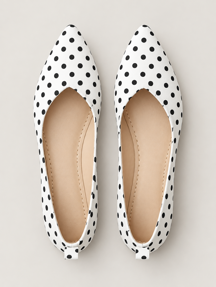 Olga – Mocassin à pois femme – Blanc — vue du dessus