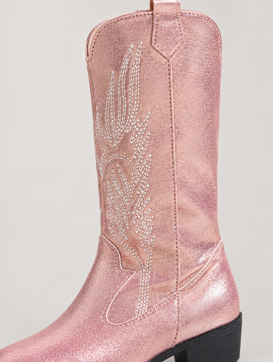 Paloma – Botte mi-mollet western femme – Rose — détail