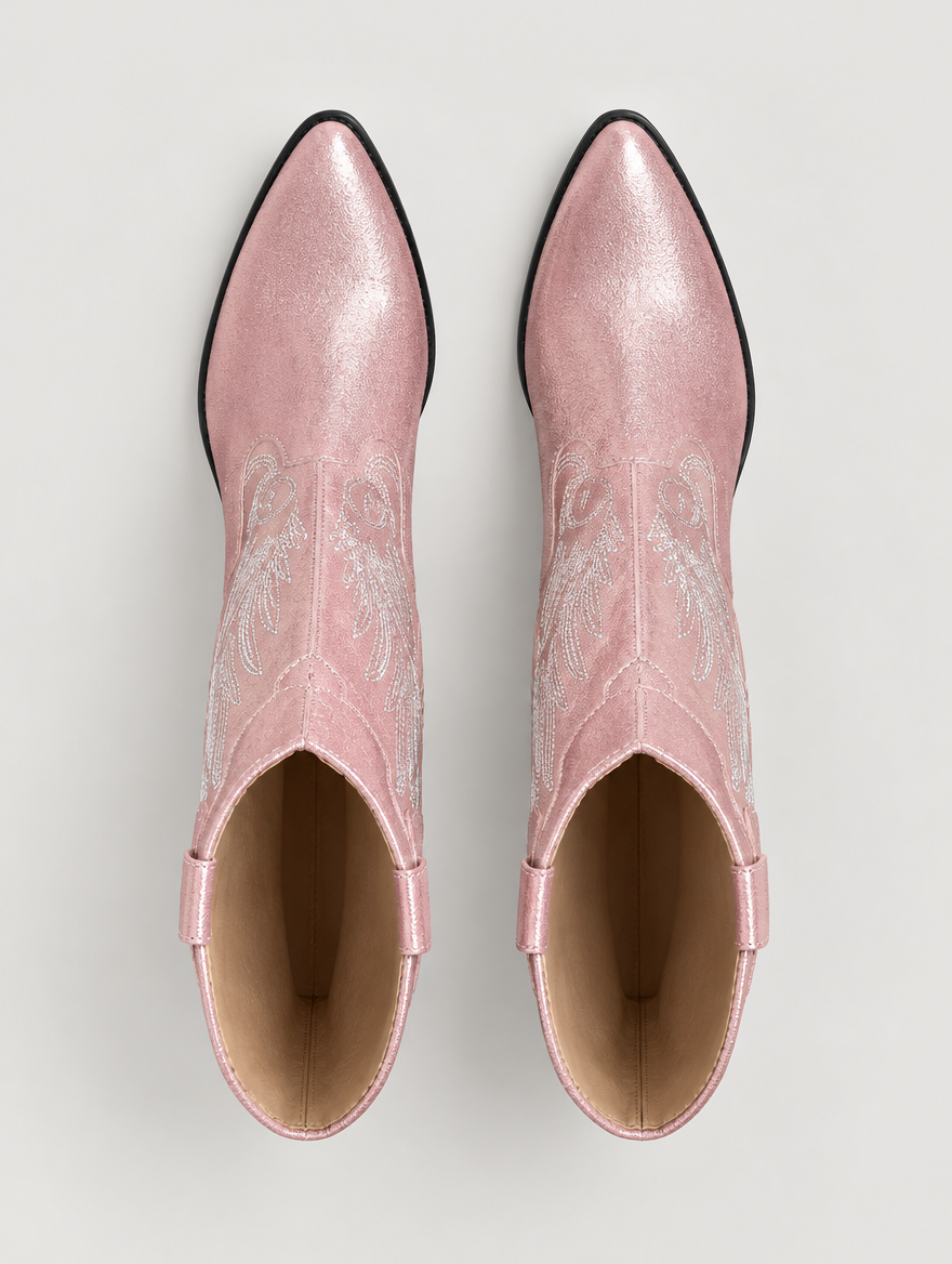 Paloma – Botte mi-mollet western femme – Rose — vue du dessus
