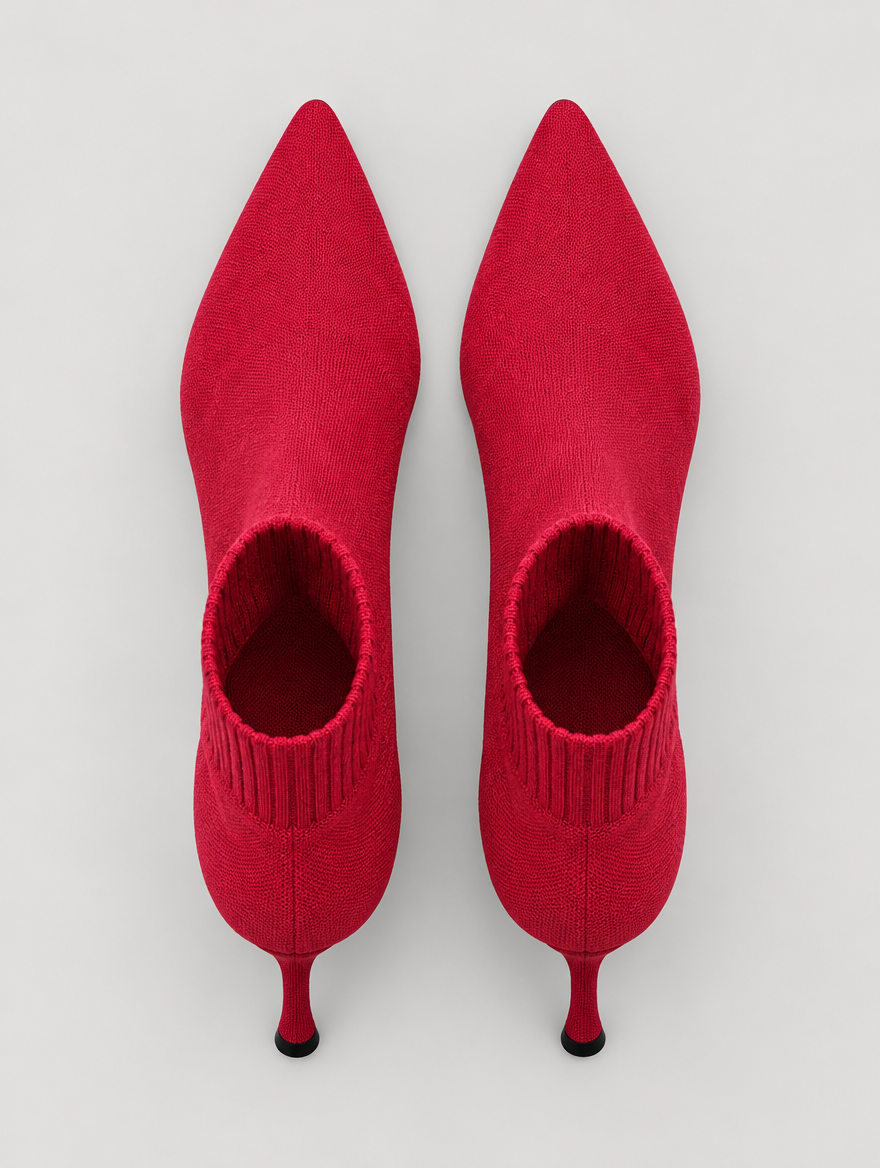 Nellie – Bottine chaussette à talon femme – Rouge — vue du dessus