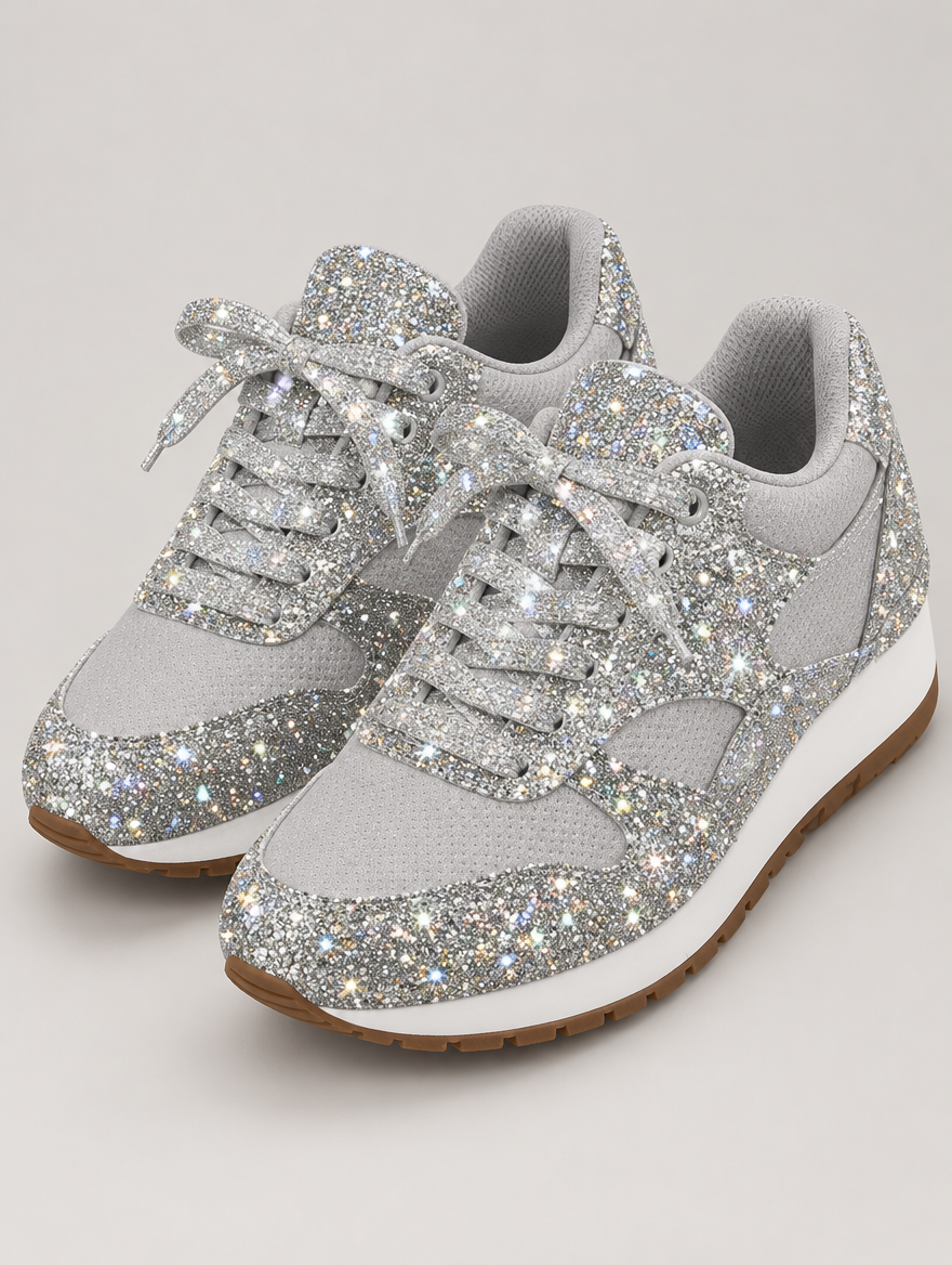 Olympe – Basket plateforme à lacets femme – Argent — vue trois quarts