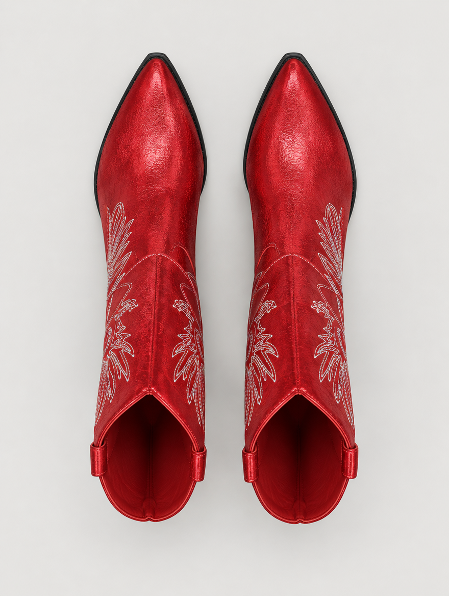 Paloma – Botte mi-mollet western femme – Rouge — vue du dessus