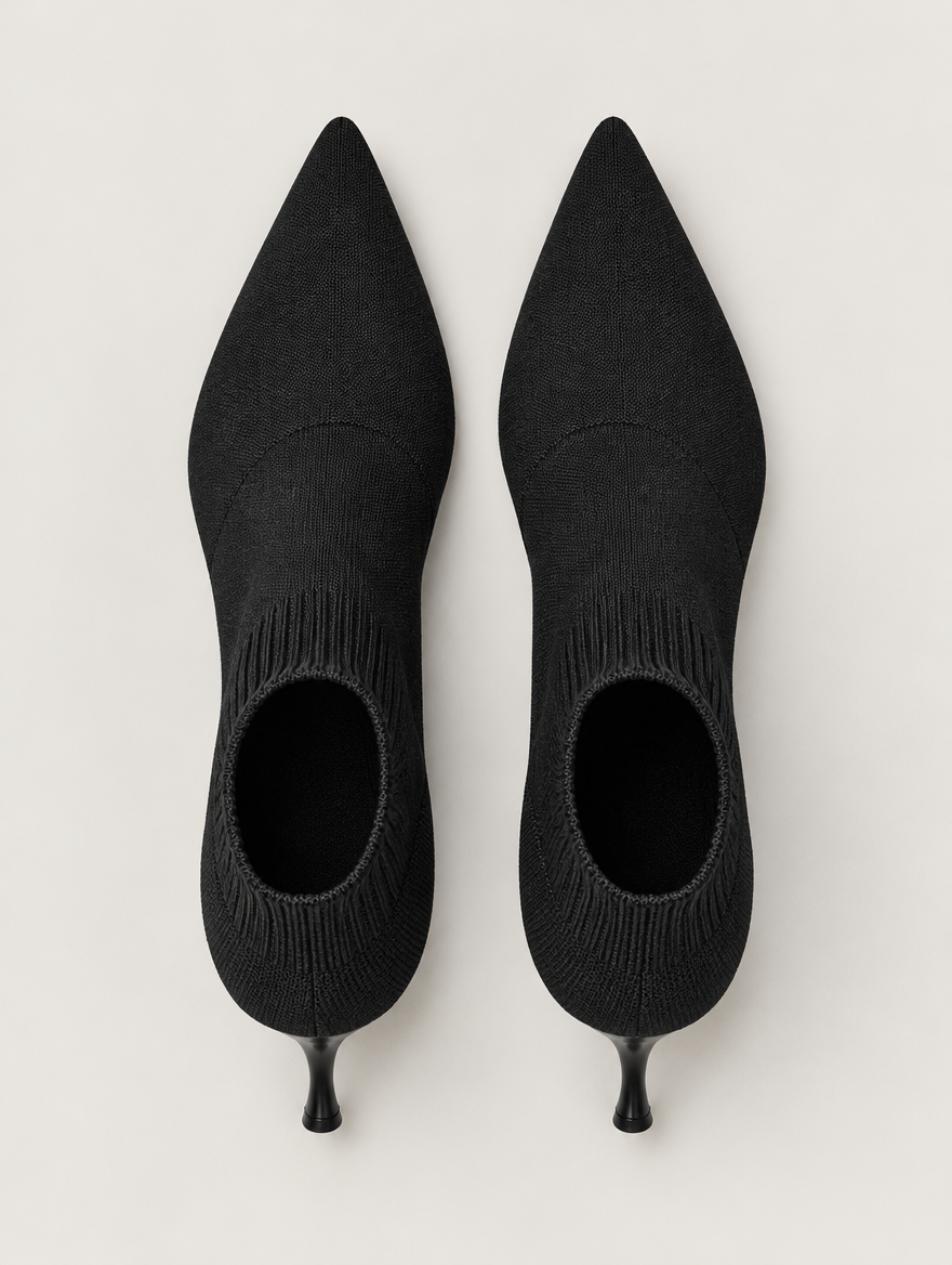 Nellie – Bottine chaussette à talon femme – Noir — vue du dessus