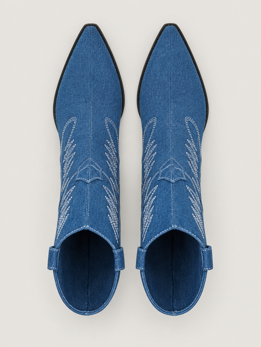 Paloma – Botte mi-mollet western femme – Bleu — vue du dessus