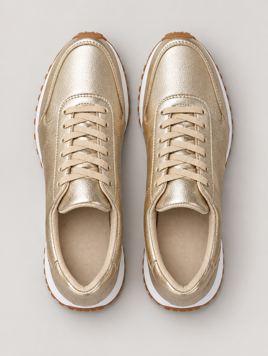 Mina – Basket en cuir femme – Doré — vue du dessus
