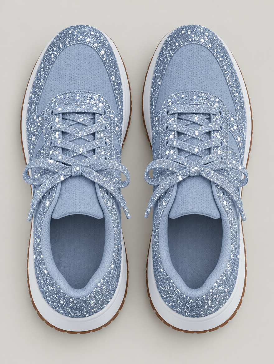 Olympe – Basket plateforme à lacets femme – Bleu clair — vue du dessus
