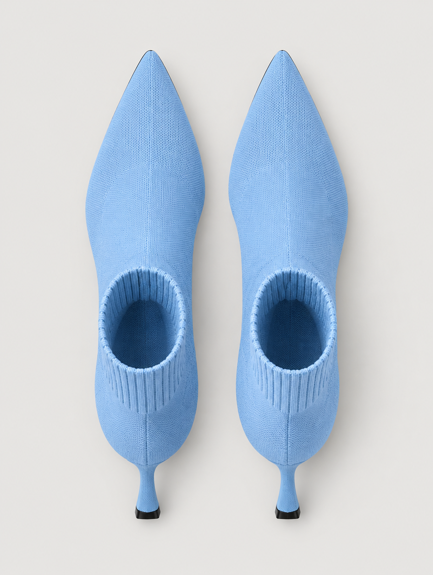 Nellie – Bottine chaussette à talon femme – Bleu ciel — vue du dessus