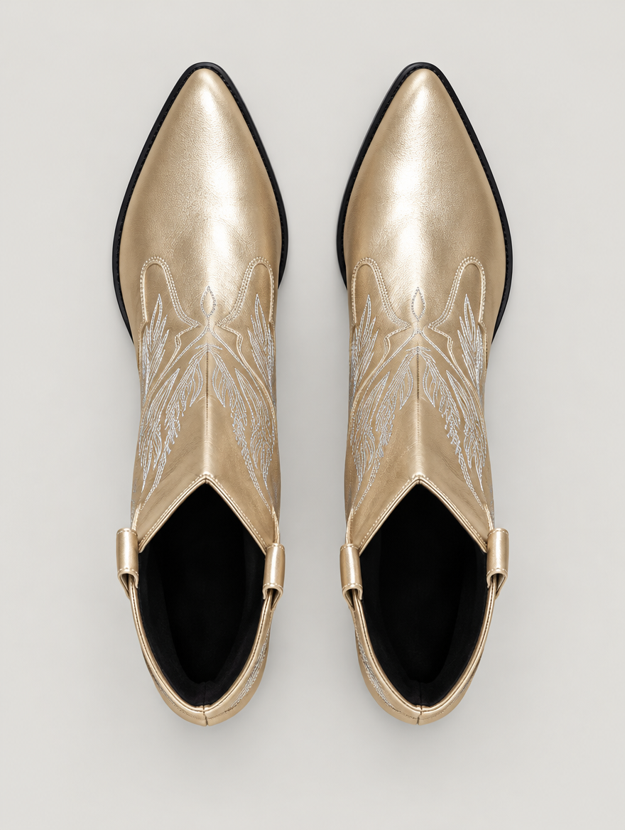 Paloma – Botte mi-mollet western femme – Doré — vue du dessus