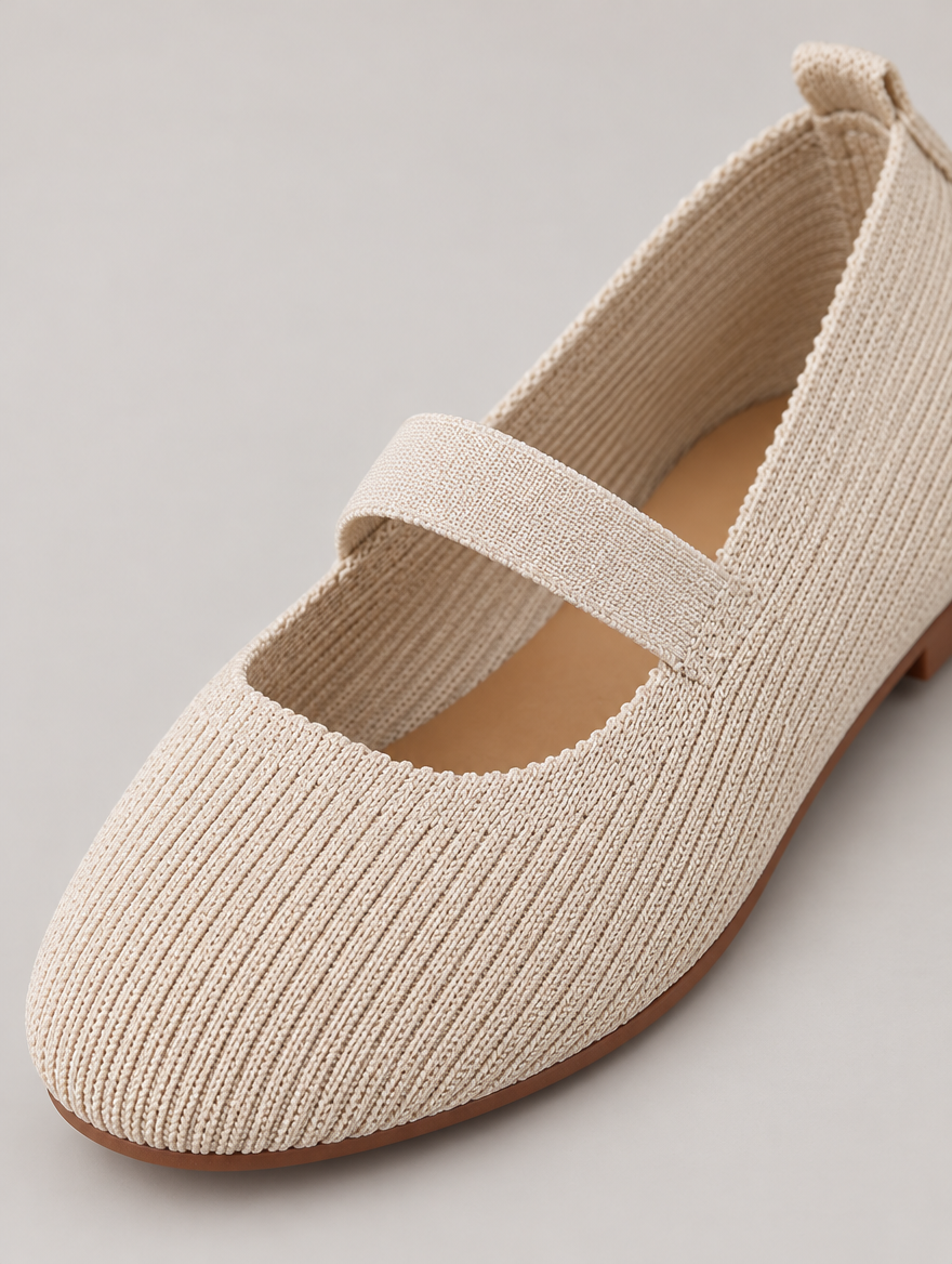 Mirabelle – Ballerine tricotée femme – Beige — détail