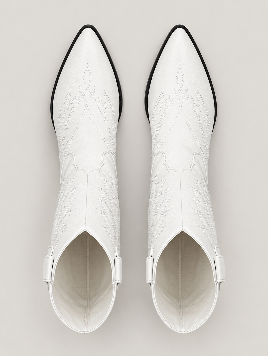 Paloma – Botte mi-mollet western femme – Blanc — vue du dessus