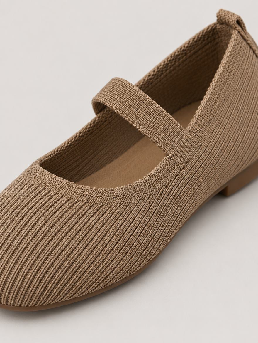 Mirabelle – Ballerine tricotée femme – Kaki — détail