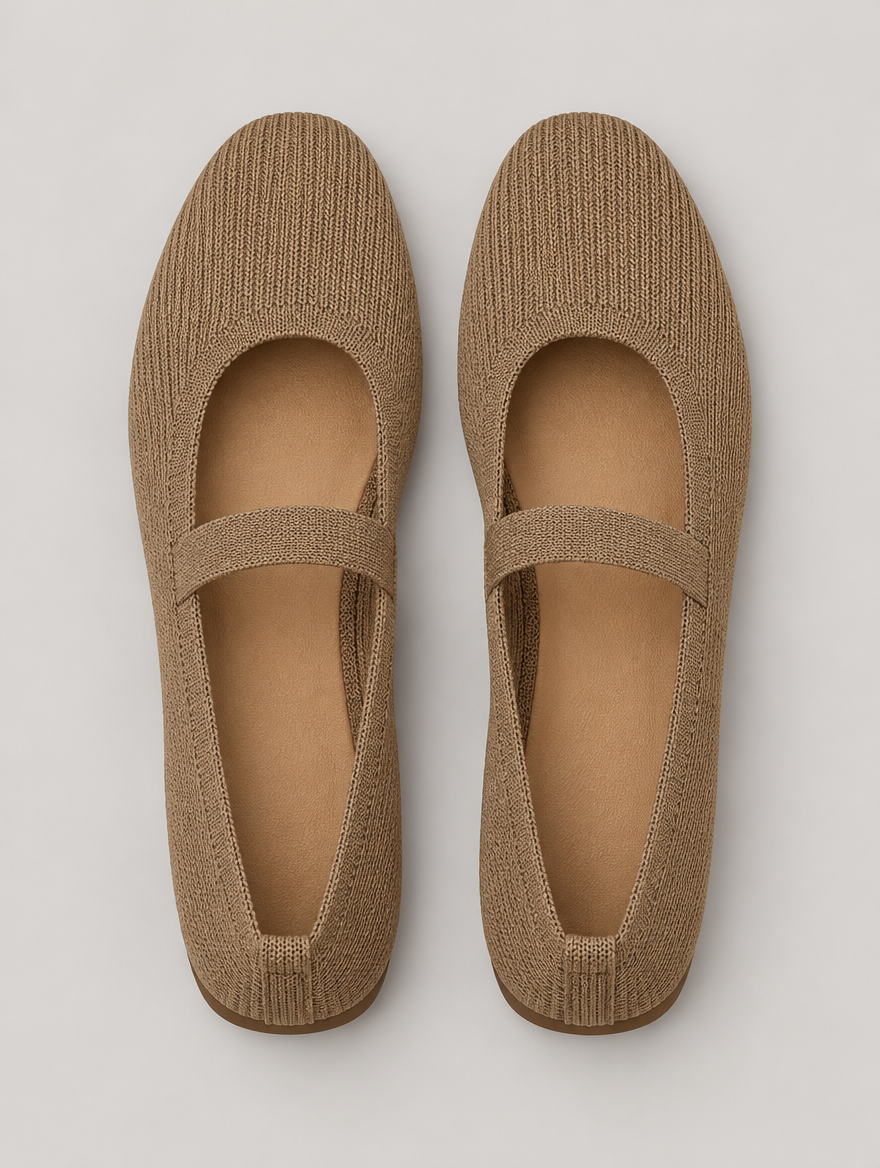 Mirabelle – Ballerine tricotée femme – Kaki — vue du dessus