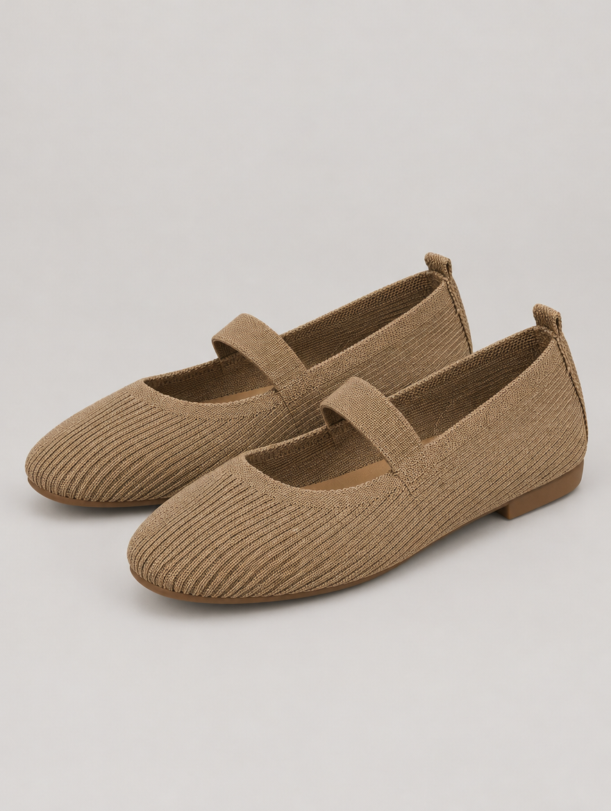 Mirabelle – Ballerine tricotée femme – Kaki — vue trois quarts