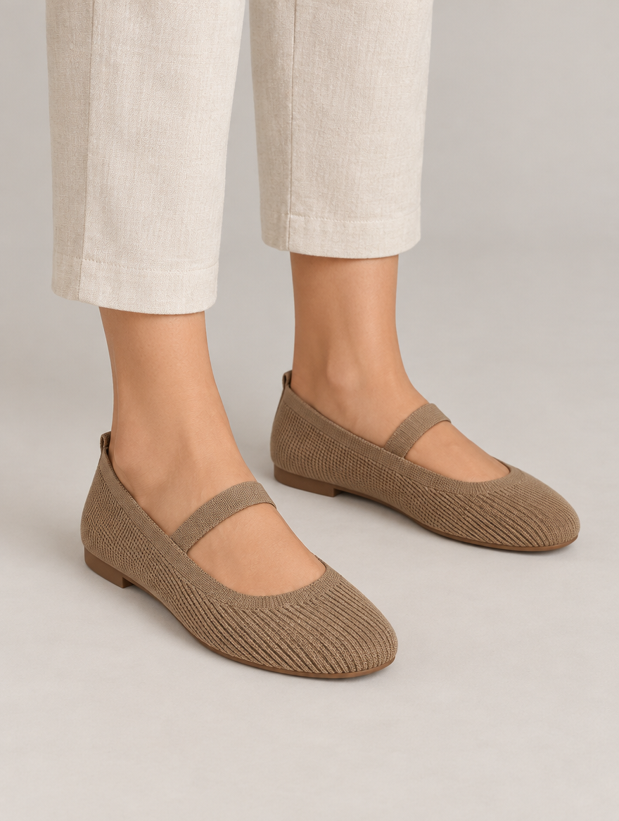Mirabelle – Ballerine tricotée femme – Kaki — portée