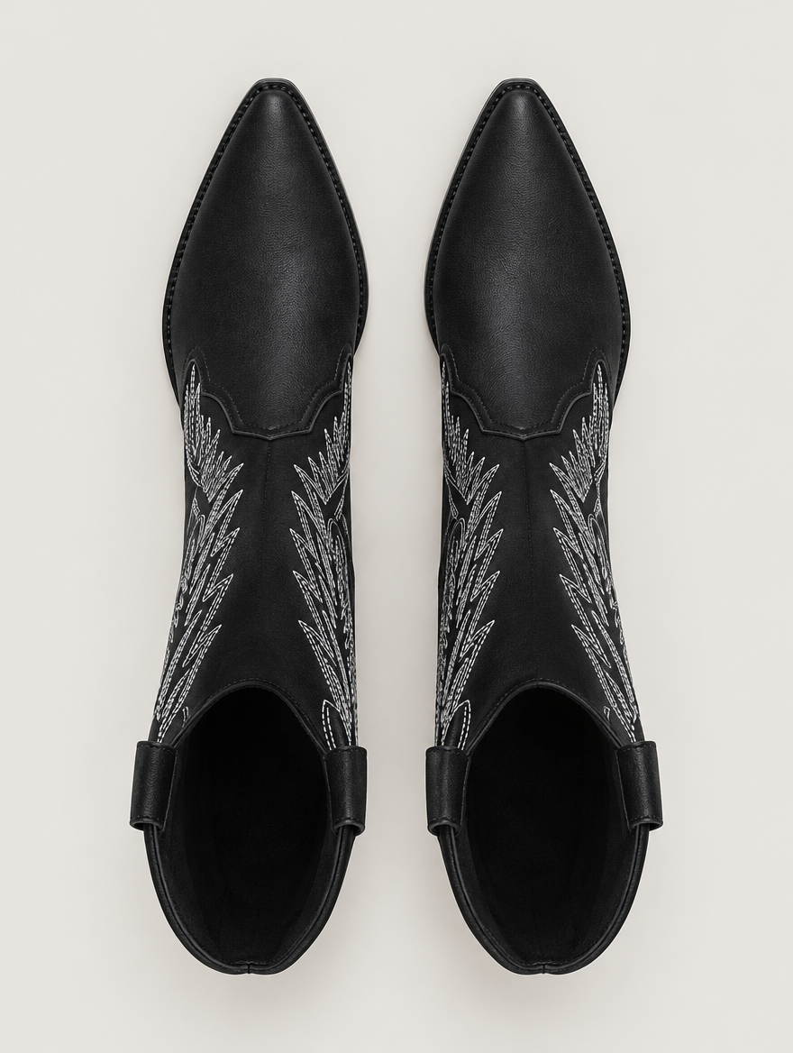 Paloma – Botte mi-mollet western femme – Noir — vue du dessus