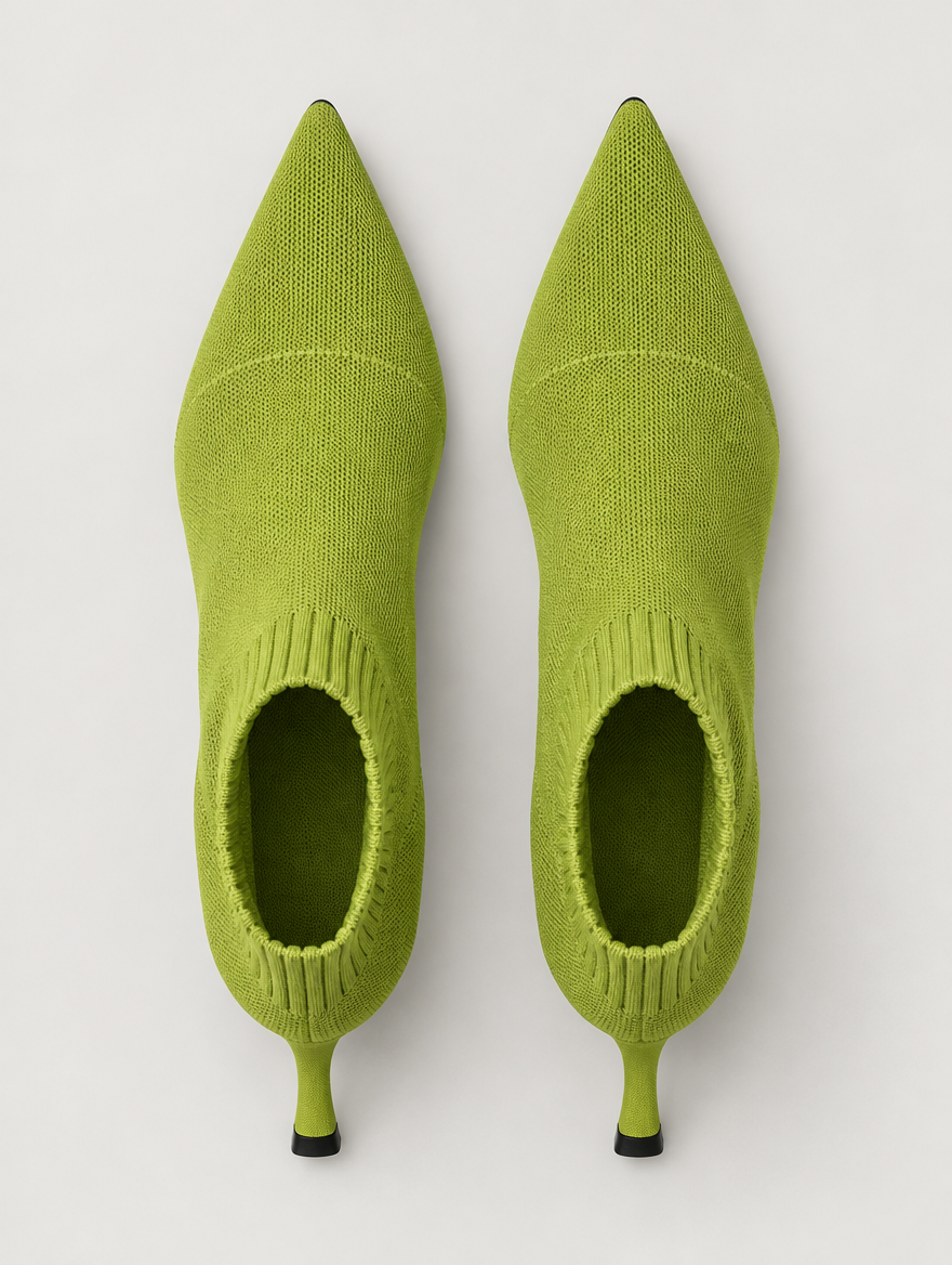Nellie – Bottine chaussette à talon femme – Vert — vue du dessus