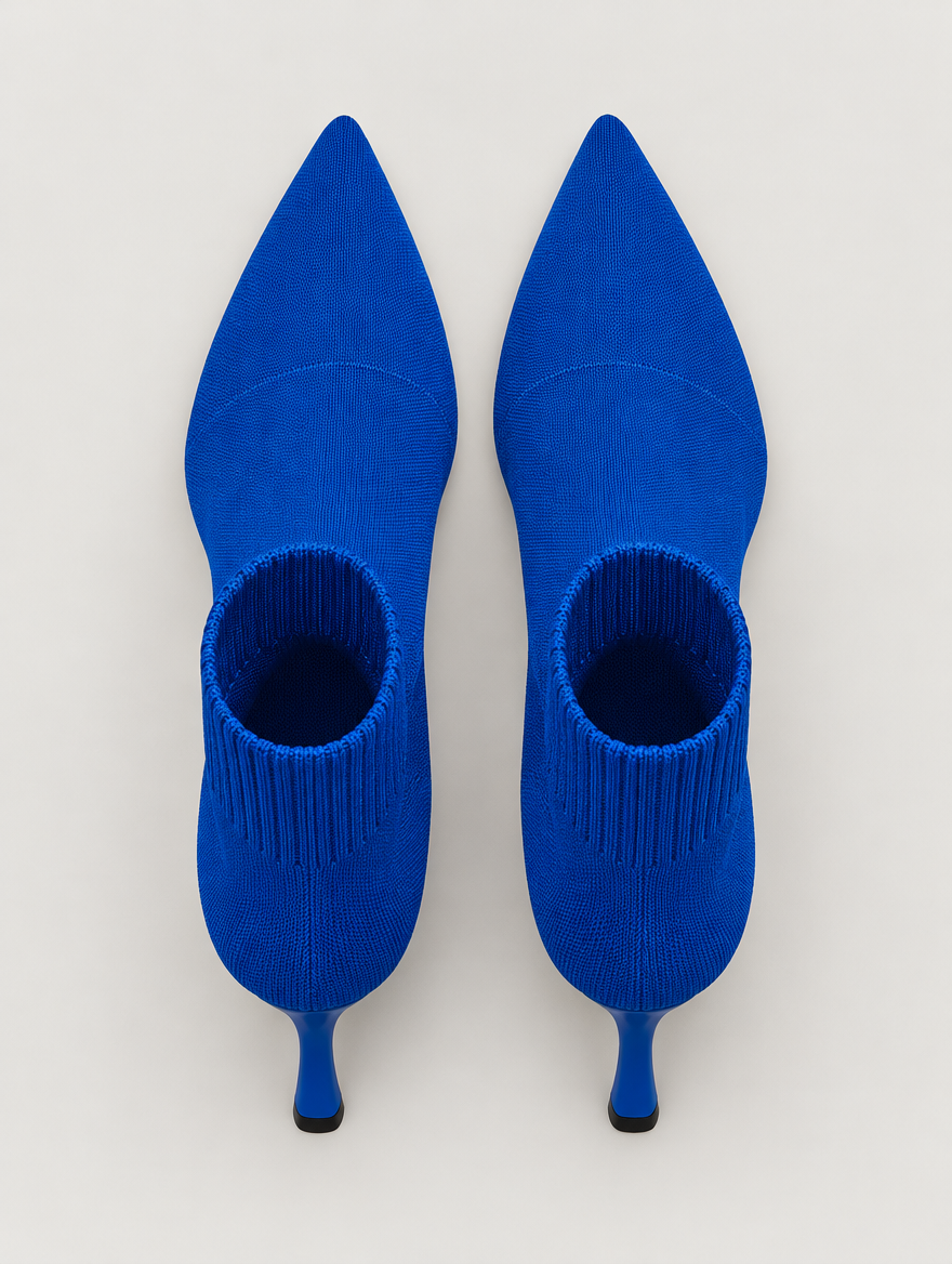 Nellie – Bottine chaussette à talon femme – Bleu — vue du dessus