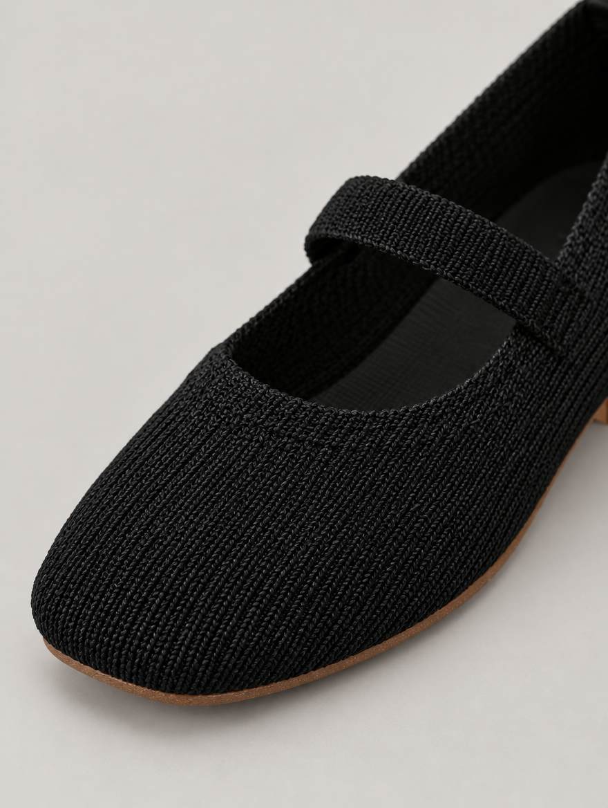 Mirabelle – Ballerine tricotée femme – Noir — détail