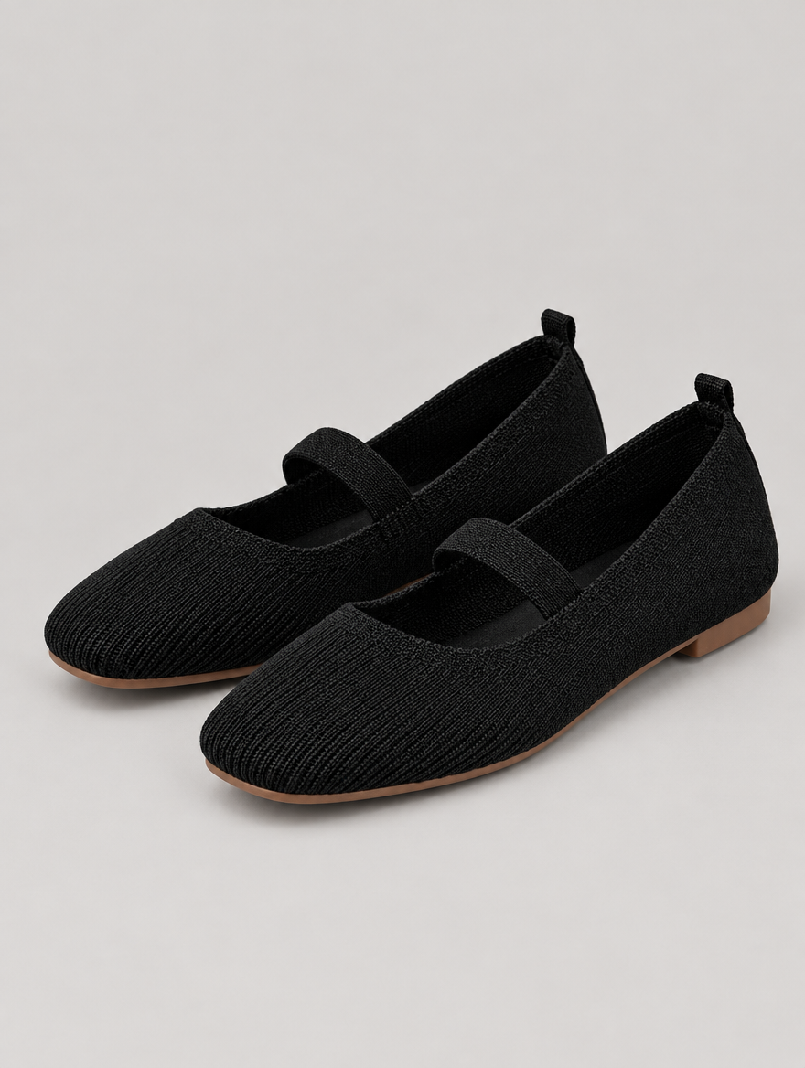 Mirabelle – Ballerine tricotée femme – Noir — vue trois quarts