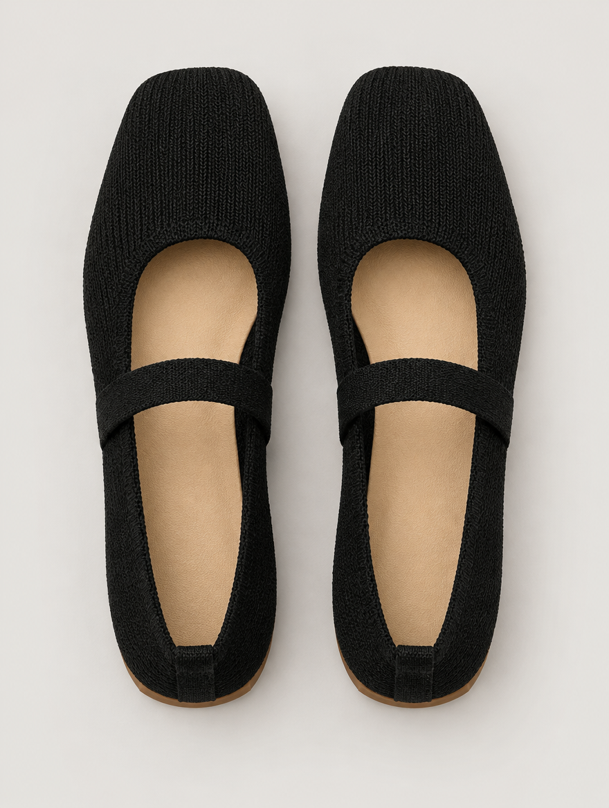 Mirabelle – Ballerine tricotée femme – Noir — vue du dessus