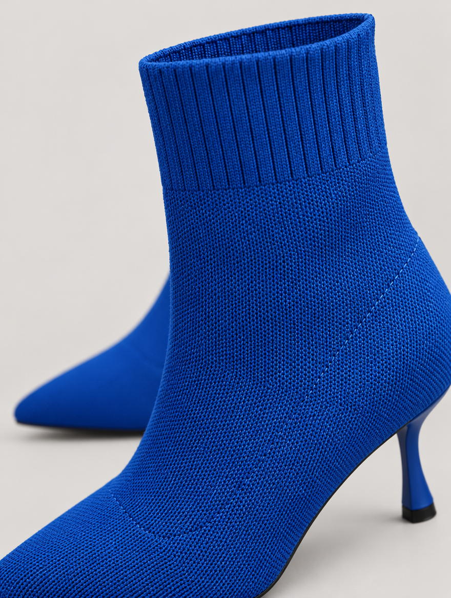 Nellie – Bottine chaussette à talon femme – Bleu — détail